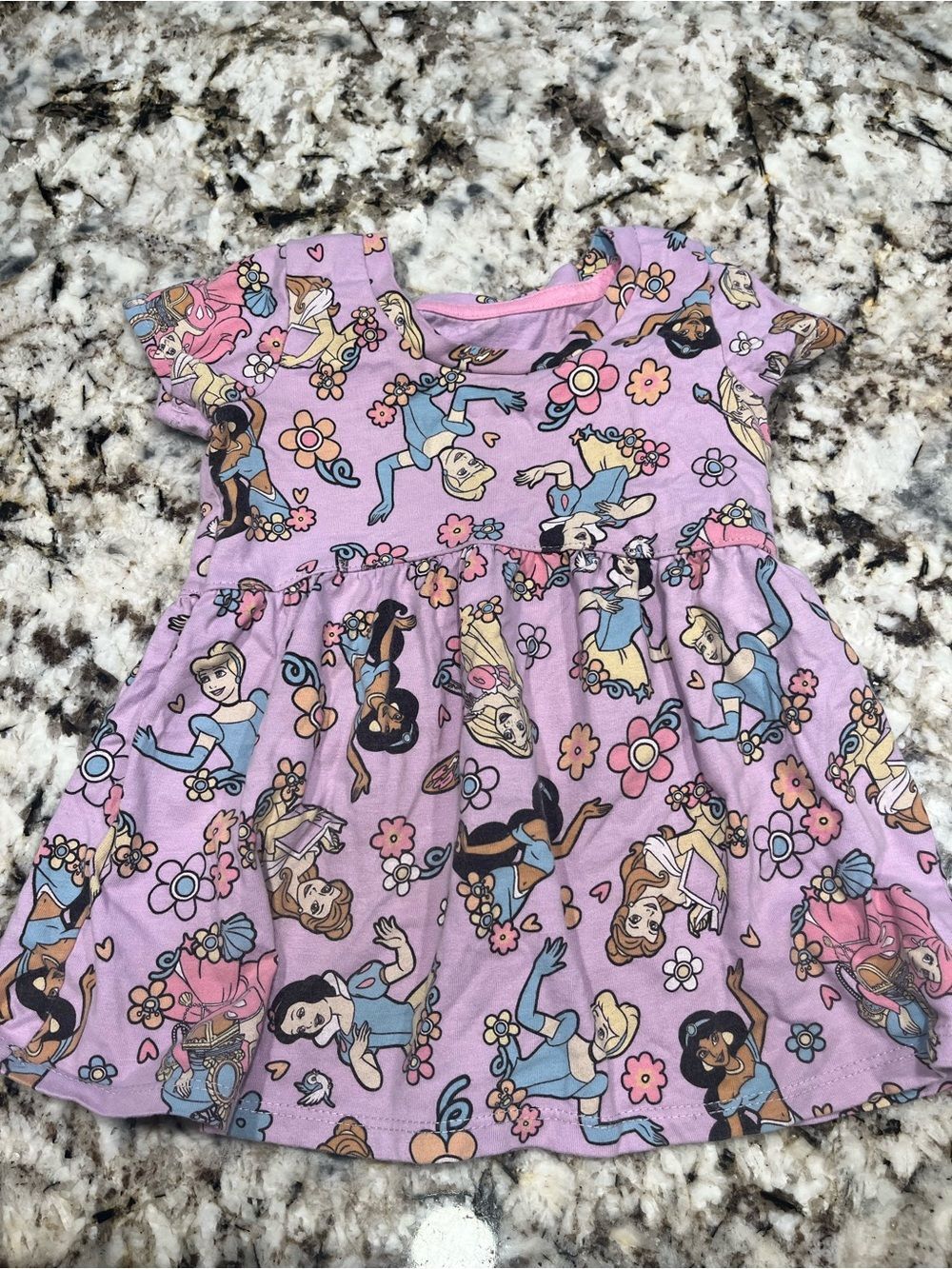 Disney Lavender Princess Print Short Sleeve Dress
